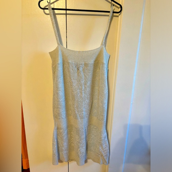 Silver Metallic Hallow Out Dress - Picture 1 of 3